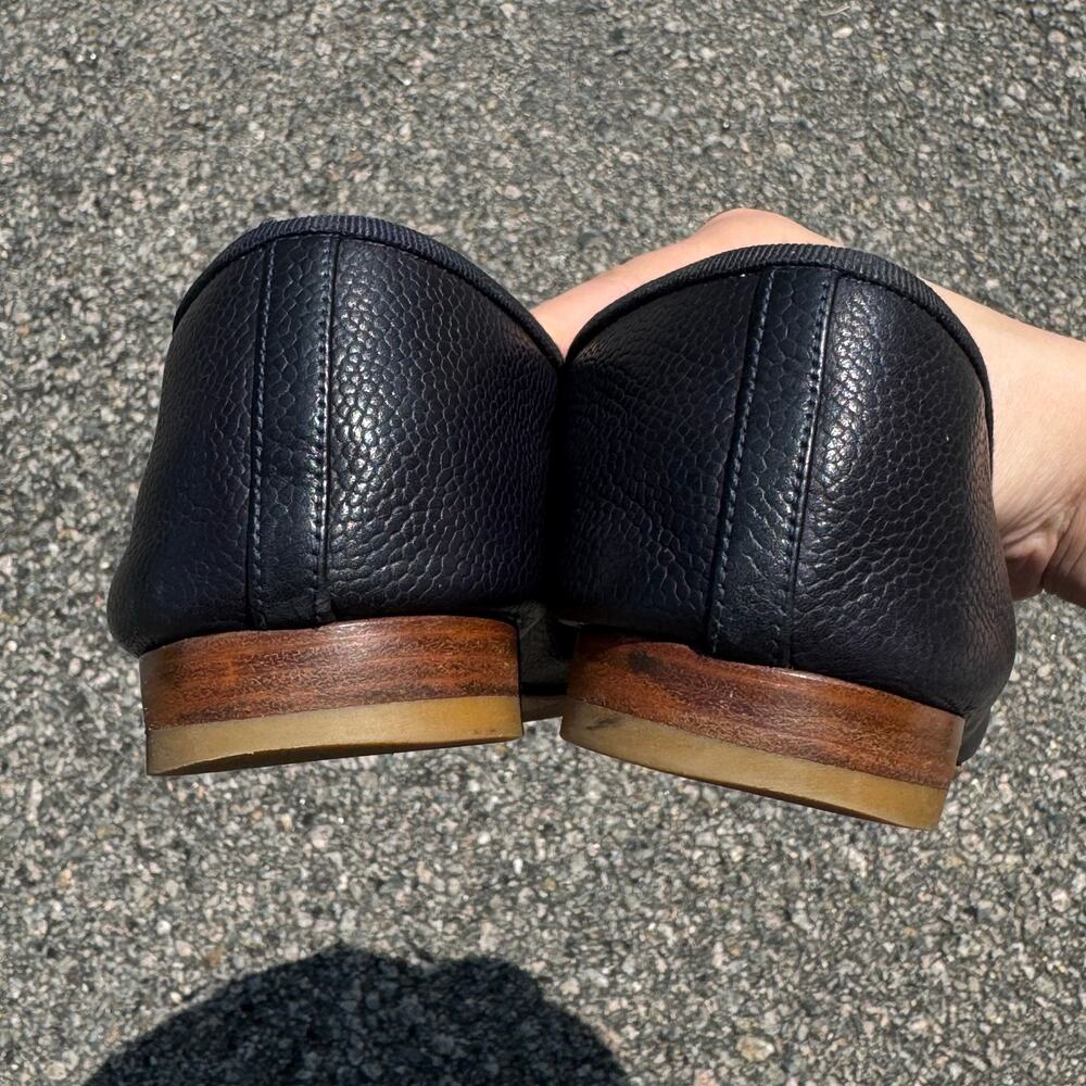 Authentic Chanel 37.5 Marine Dark Navy Blue (Like Black) Ballet Flats Caviar CC - Picture 6 of 15